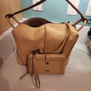 The Sak Pale YellowtTan Leather Women's Bag Set